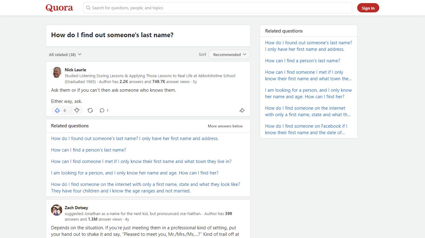 How to find out someone's last name - Quora